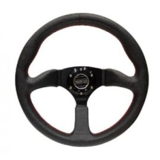 1149-18-τιμονι-sparco-τριακτινο-μαυρο-με-κοκκινη-ραφη-34cm